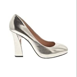 Karl Lagerfeld Paris Clari Pumps Heels Platinum Silver Party Cocktail Size 7.5